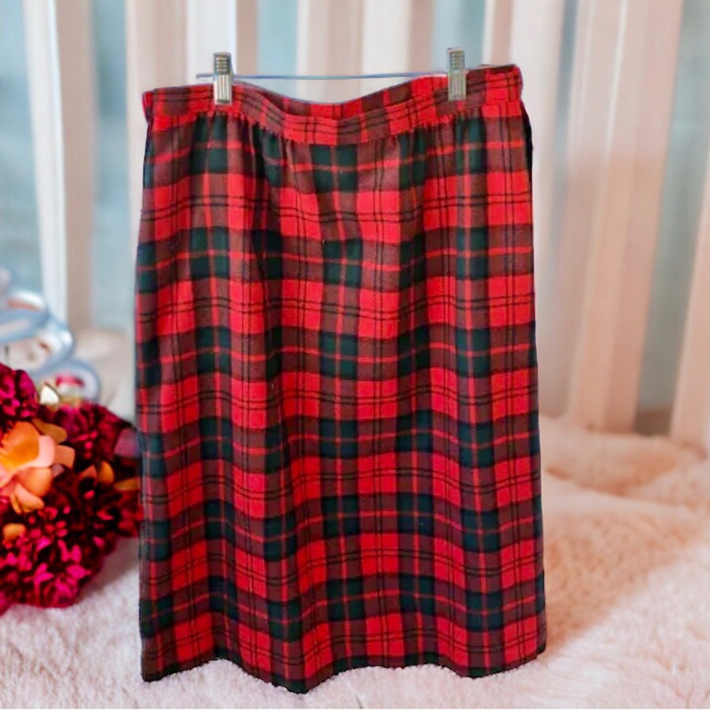 Pendleton Skirt Vintage Red Tartan Plaid Lined